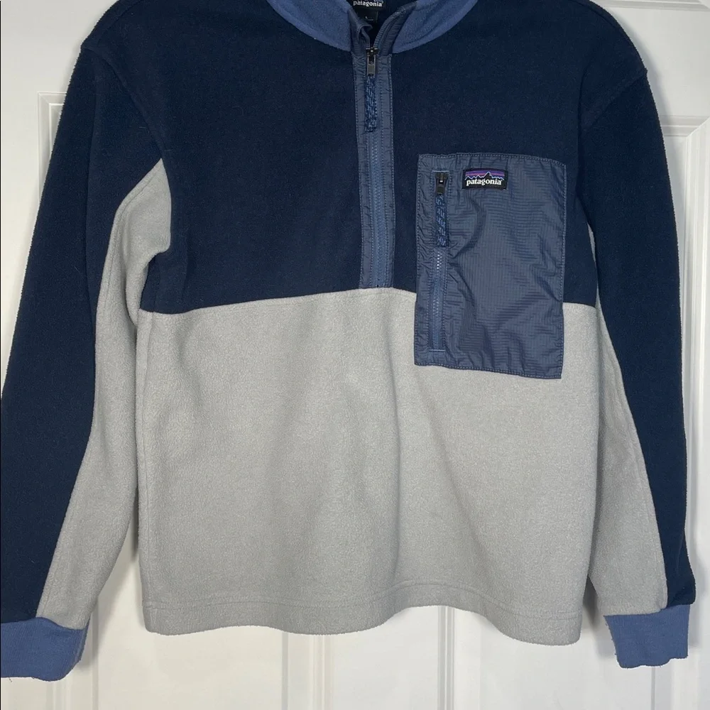 Patagonia Kids' Microdini 1/2-Zip Pullover Size 6 Blue Grey Fleece